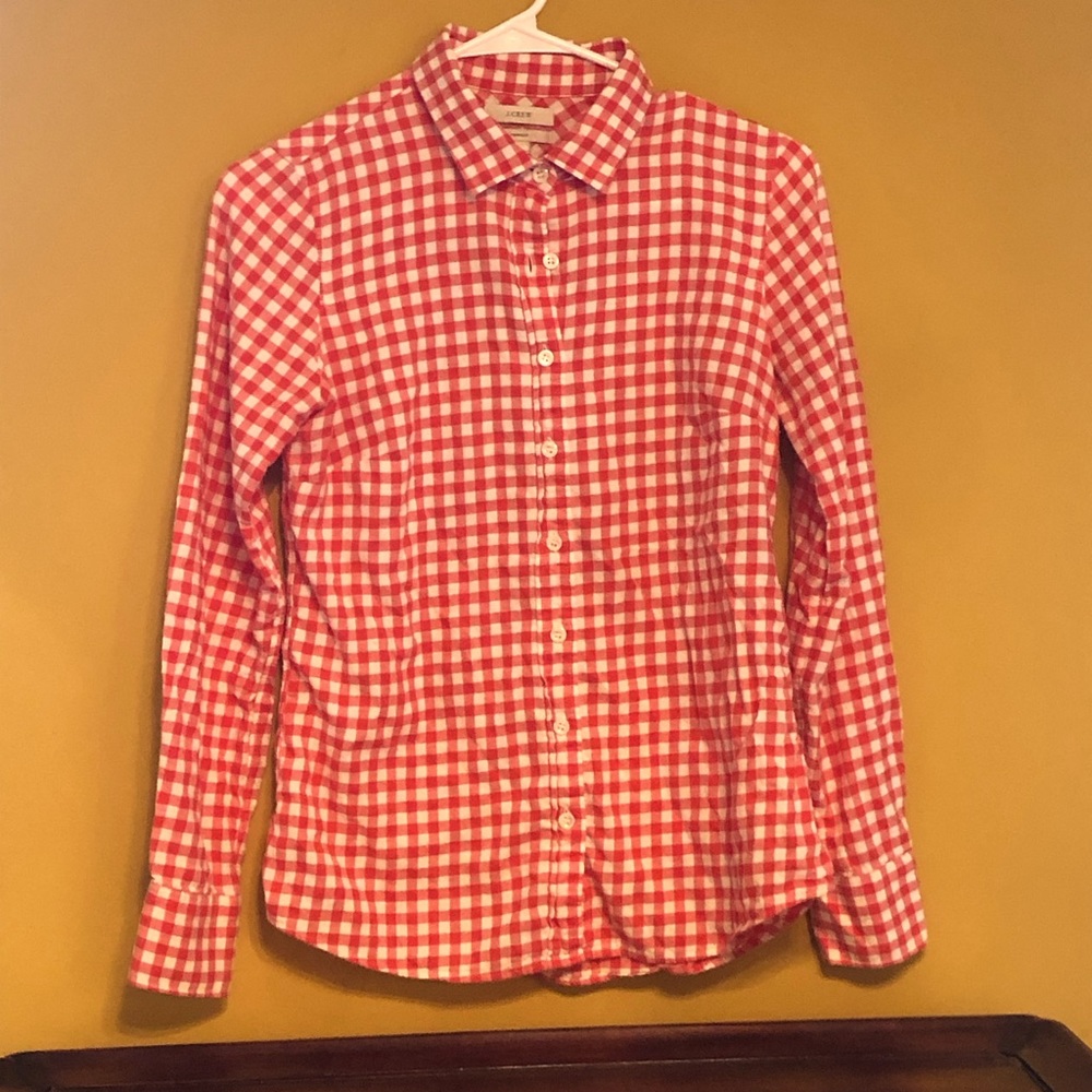 J Crew Women’s Perfect Pink Plaid Button Down Size 0 - Picture 3 of 8